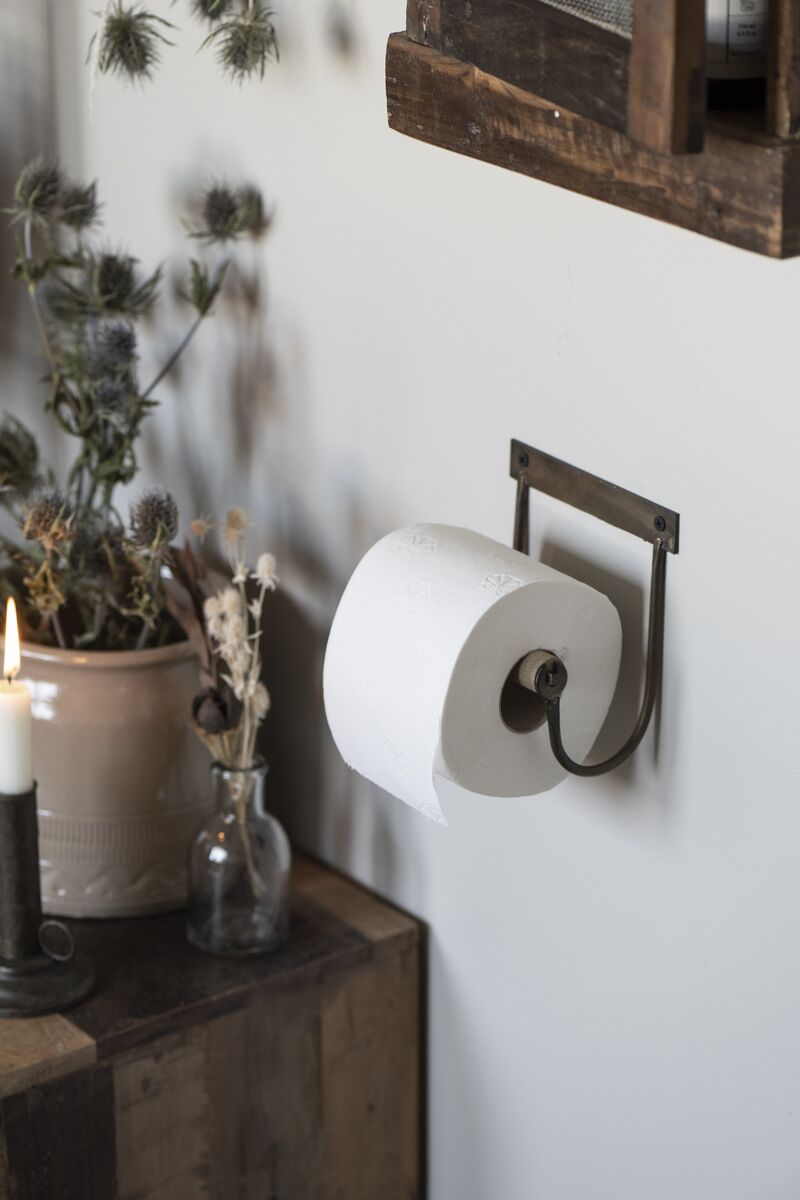 Toiletpapirholder m/trærulle- mørk